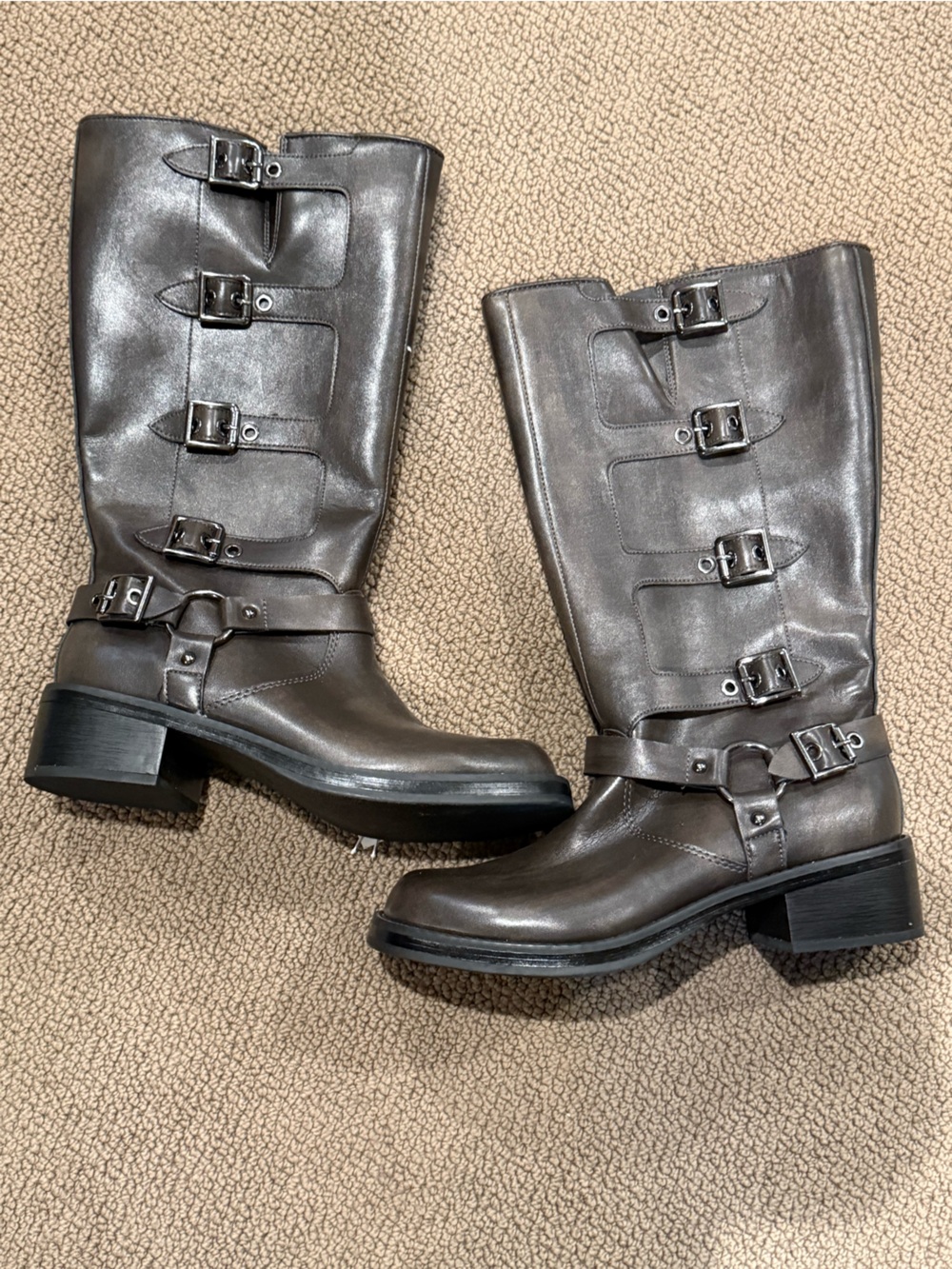 wild fable Gunmetal Buckle Mid-Calf Combat Boots